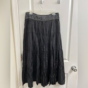 BCBG Silk Crinkle Skirt with Beaded Waist